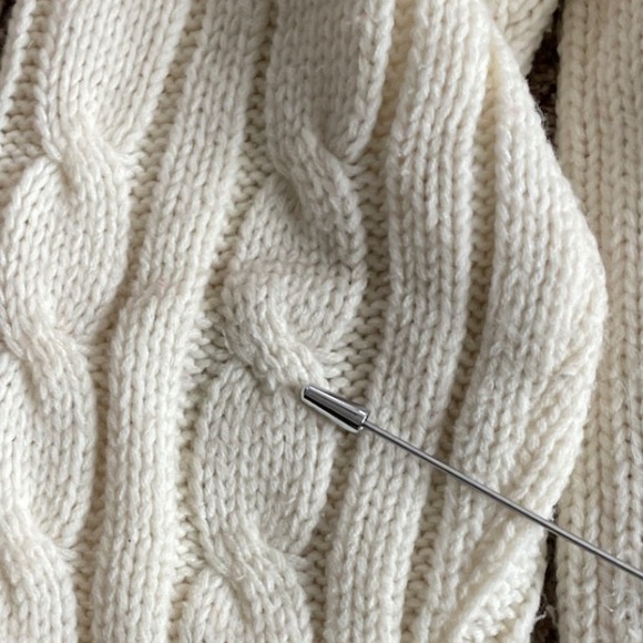 Vintage SILTON CALIFORNIA Cream Cable Knit Reindeer Fair Isle Sweater Pullover - Picture 11 of 11